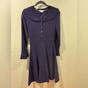 Boden - Navy Knit Dress with Button Detail and fun collar